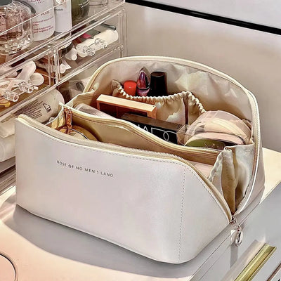 Women's High-Capacity Leather Cosmetic Organizer