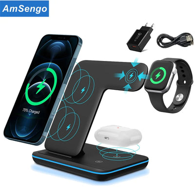 Wireless Charging Stand For Apple Watch, AirPods, And iPhone